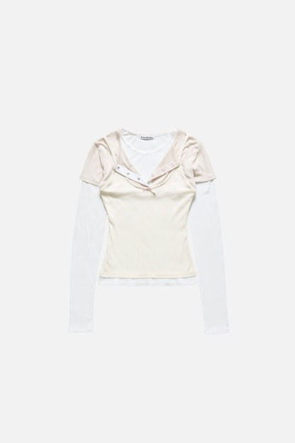 Acne Studios Layered jersey shirt with bow - White/Off White