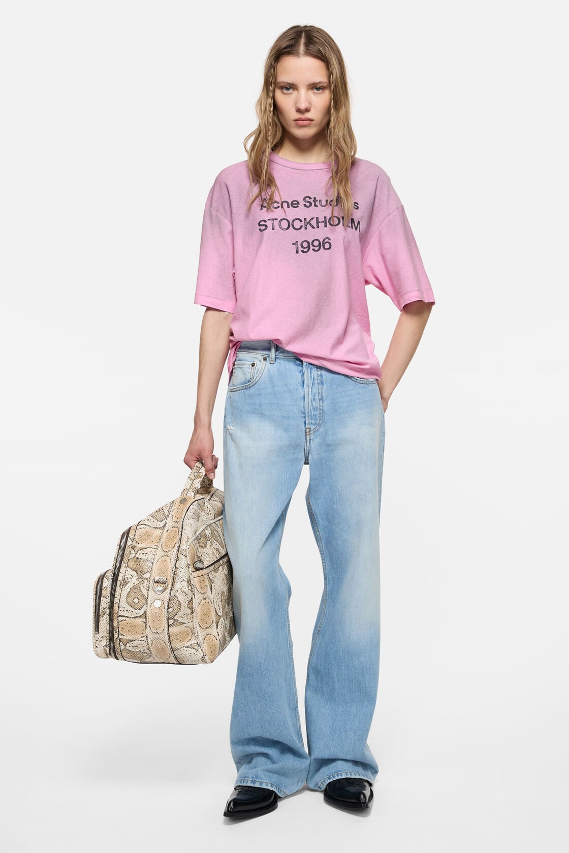 Acne Studios Sprayed logo t-shirt - Cotton candy pink