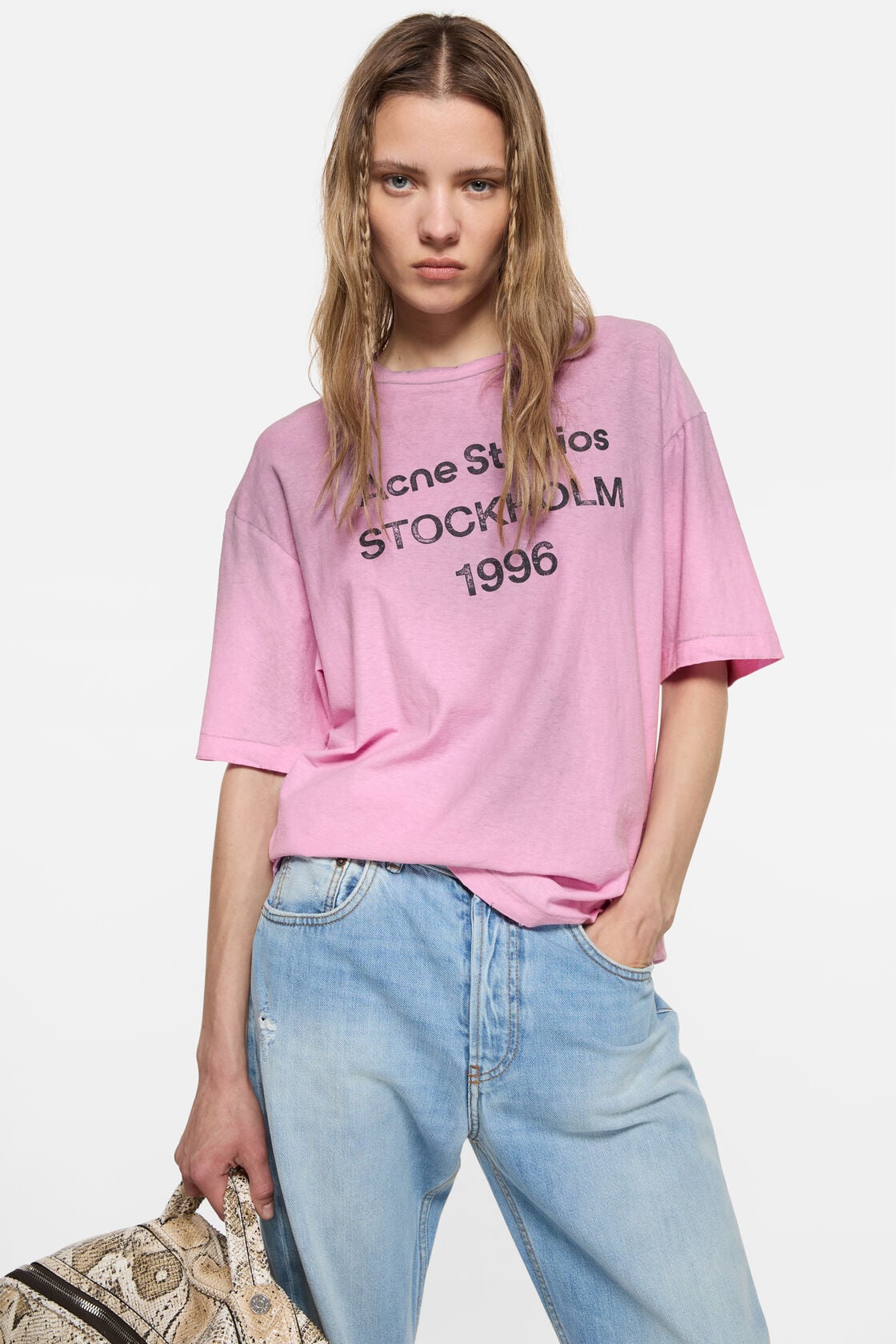Acne Studios Sprayed logo t-shirt - Cotton candy pink