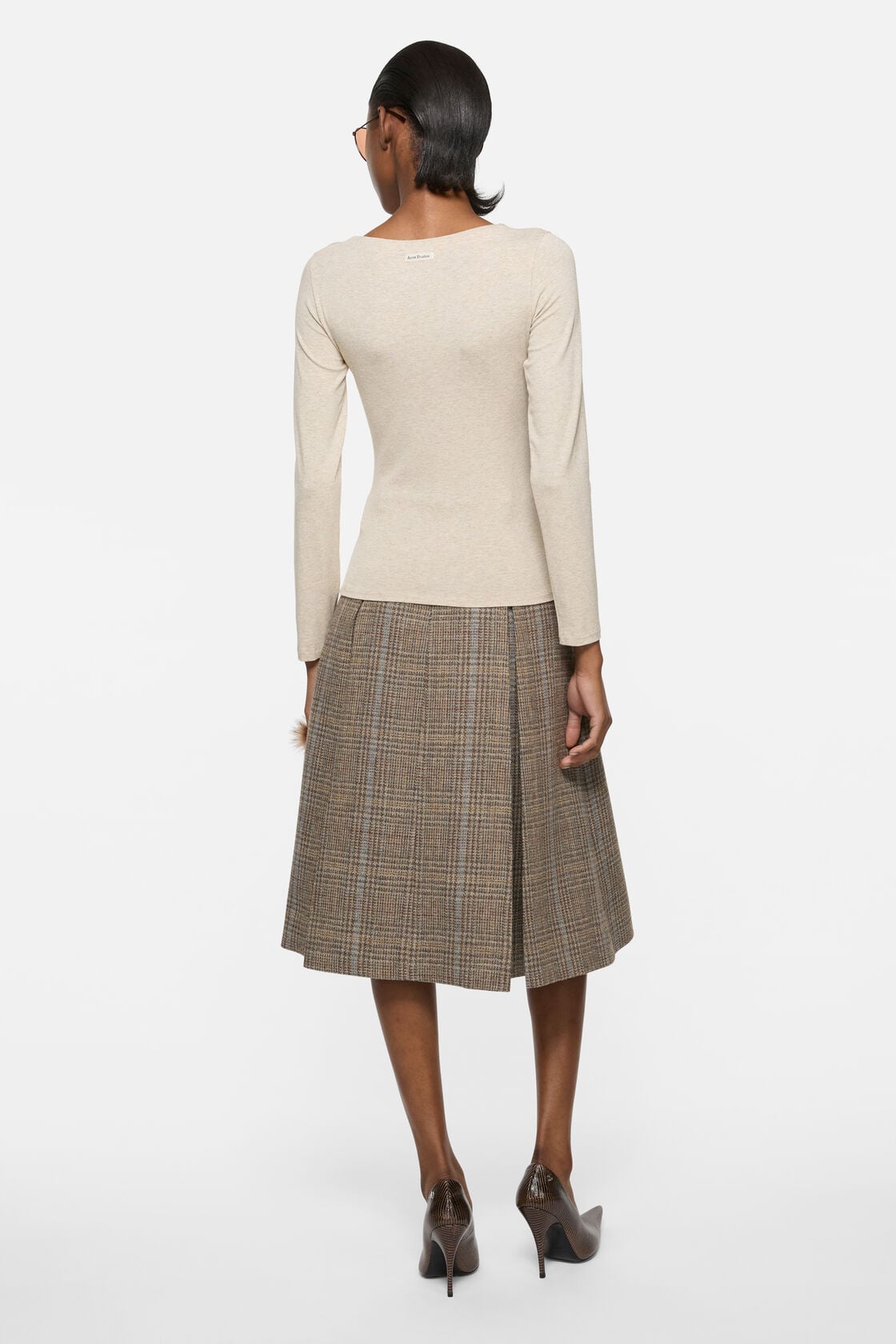 Acne Studios Jersey t-shirt with bow - Beige melange