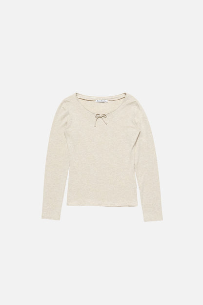 Acne Studios Jersey t-shirt with bow - Beige melange