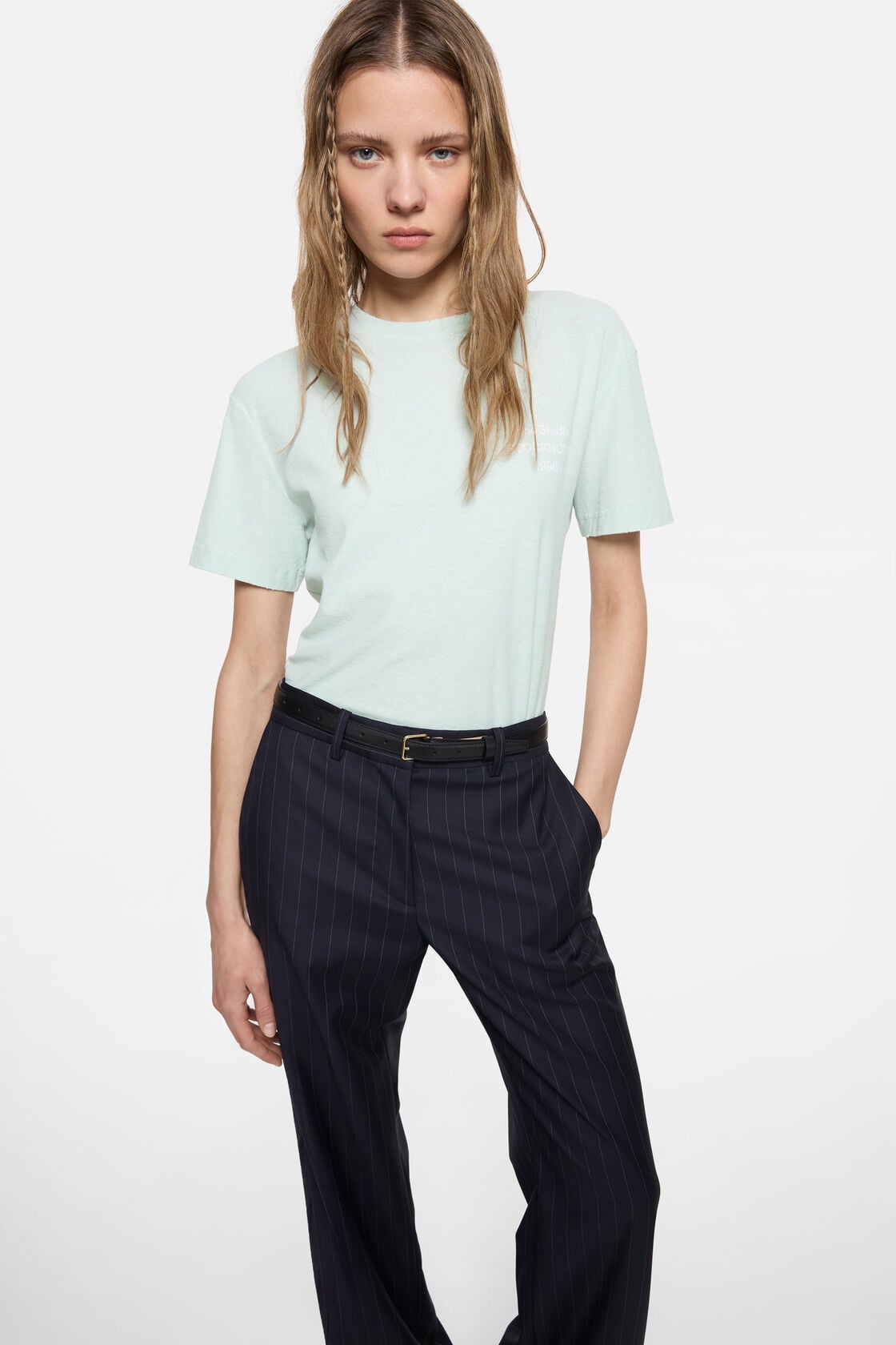 Acne Studios Distressed logo t-shirt - Pale mint