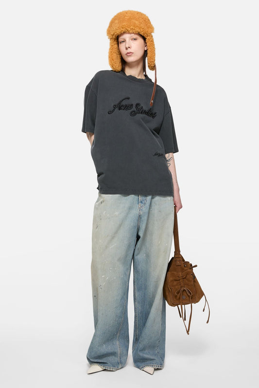 Acne Studios Embroidered logo t-shirt - Faded black