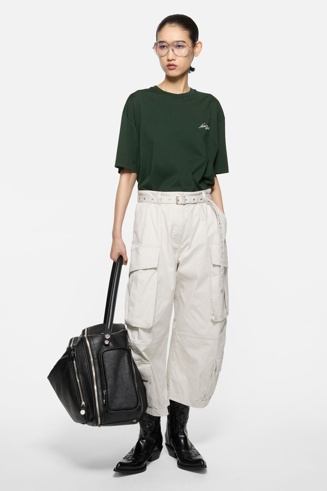 Acne Studios Jersey t-shirt with logo - Dark green