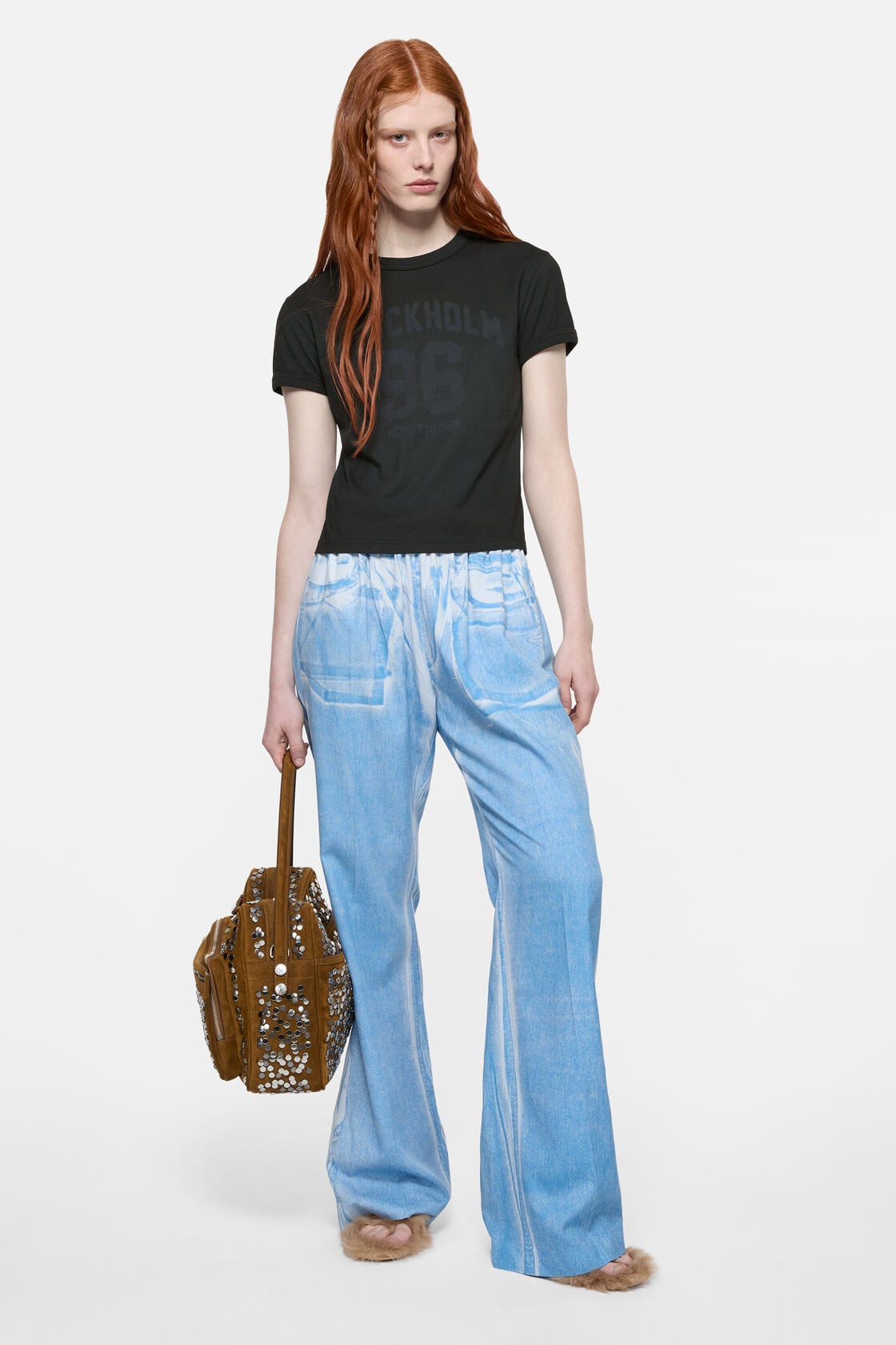 Acne Studios Fitted logo t-shirt - Faded blue