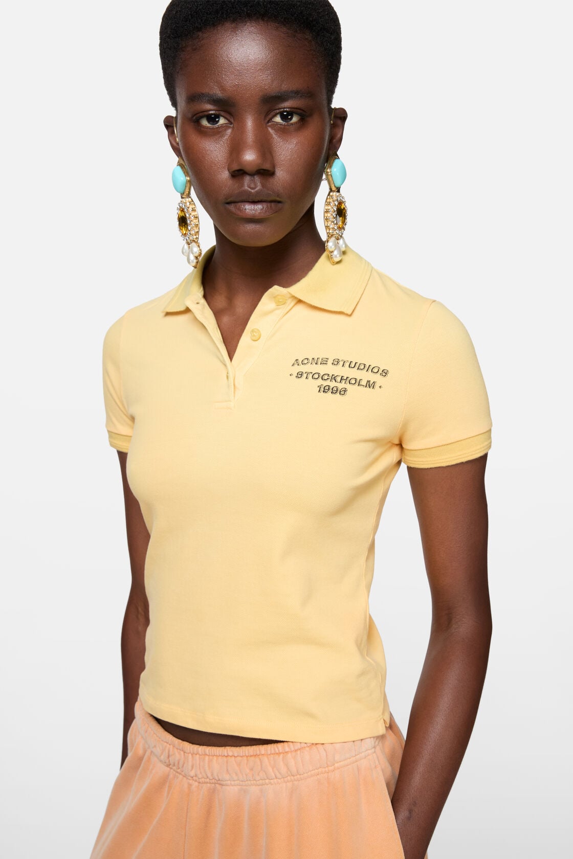 Acne Studios Sprayed polo t-shirt - Warm yellow