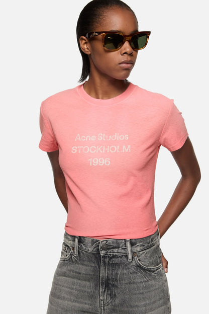 Acne Studios Fitted logo t-shirt - Tango pink
