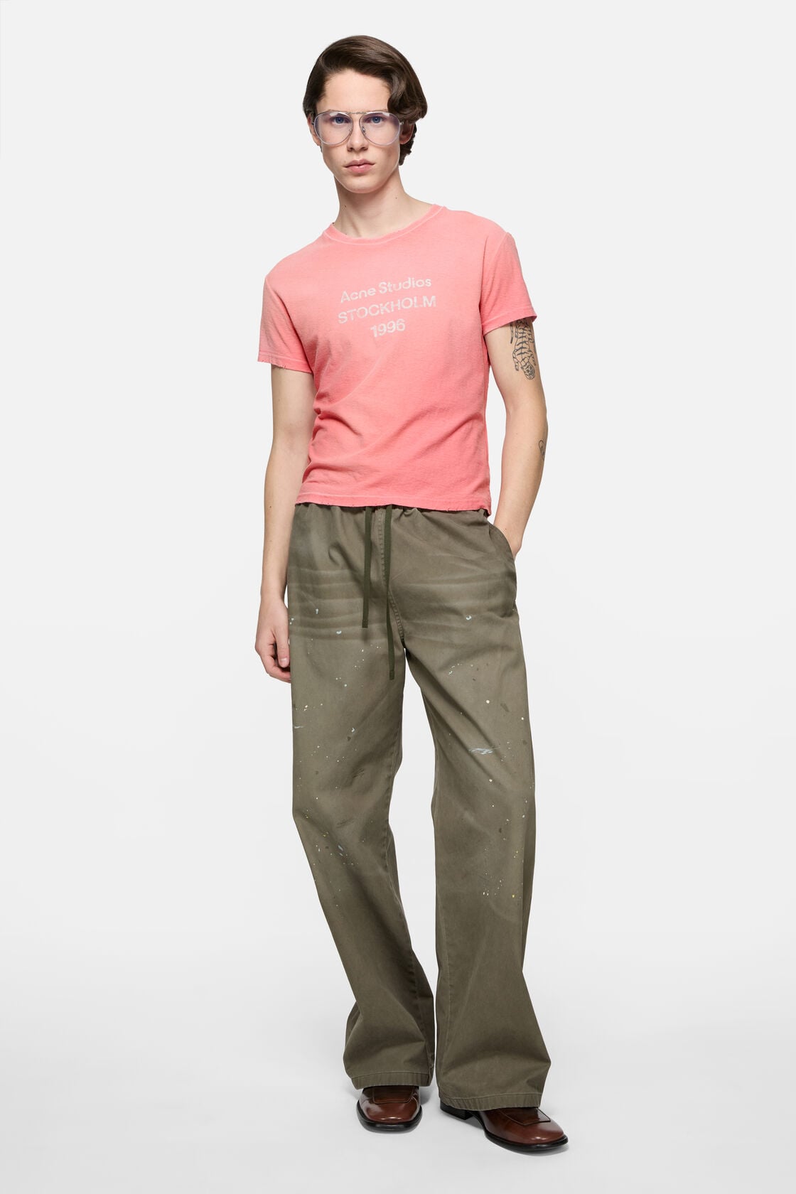 Acne Studios Fitted logo t-shirt - Tango pink