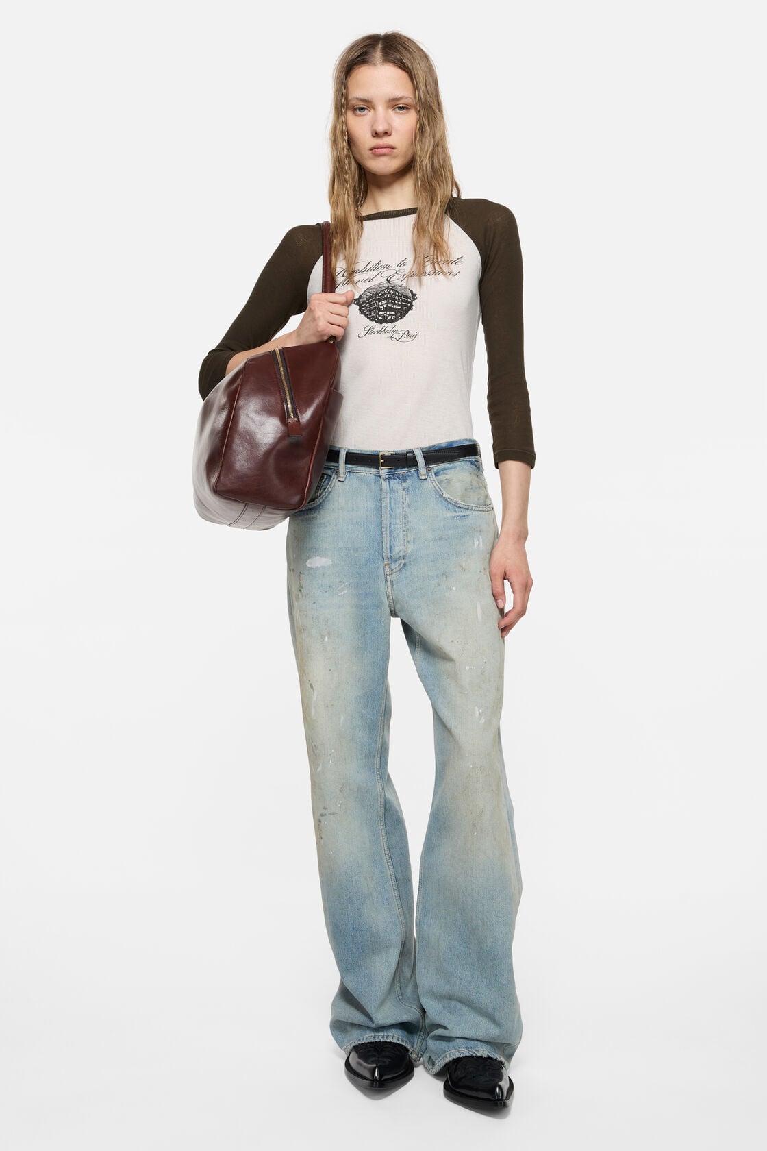 Acne Studios Jersey t-shirt with logo - Beige/brown