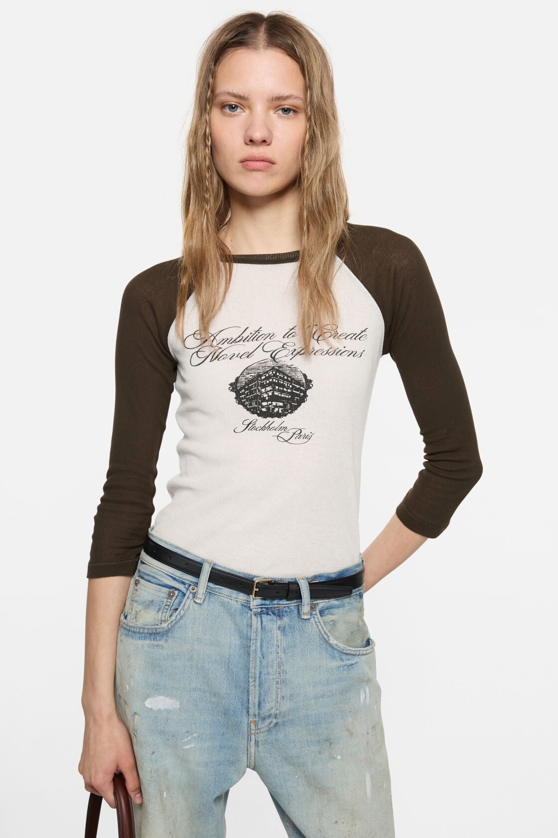 Acne Studios Jersey t-shirt with logo - Beige/brown