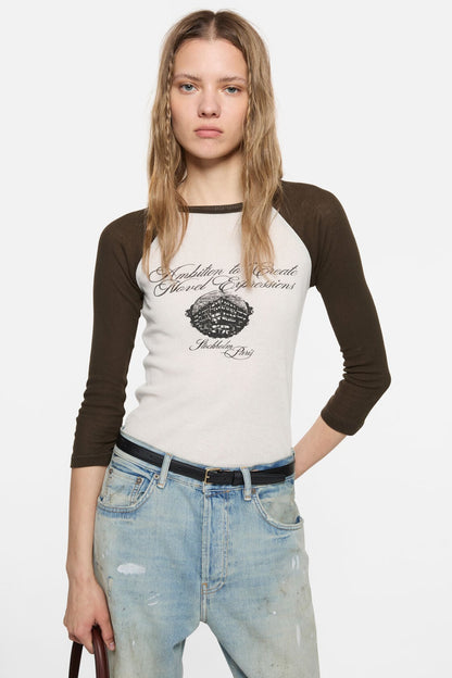 Acne Studios Jersey t-shirt with logo - Beige/brown