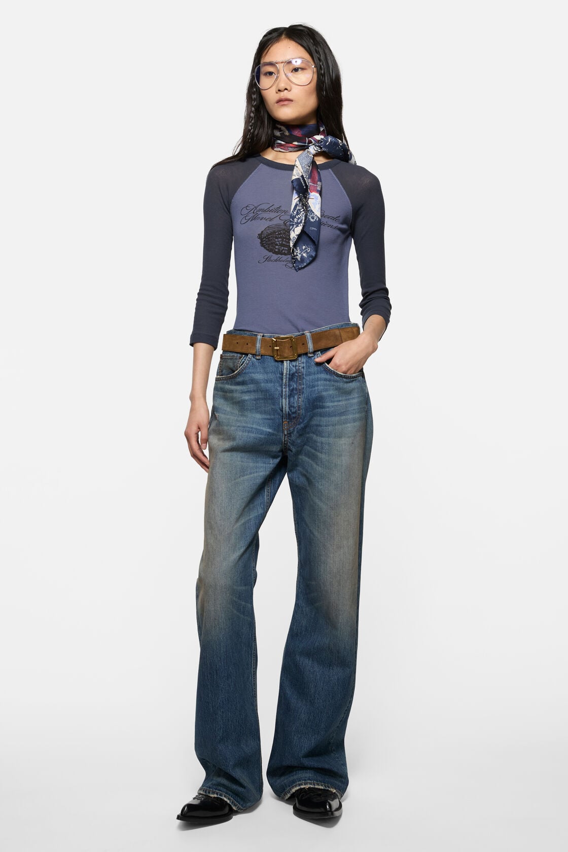 Acne Studios Jersey t-shirt with logo - Denim Blue
