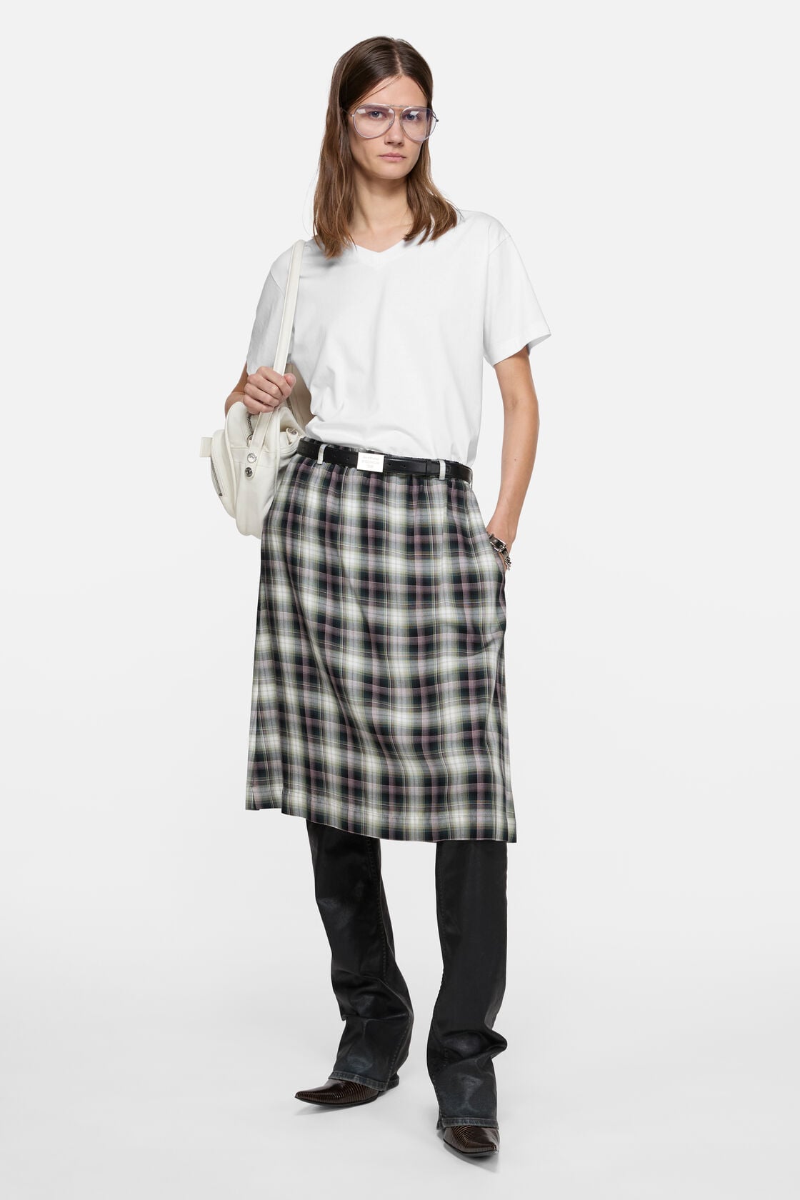 Acne Studios Satin label v-neck t-shirt - Optic White