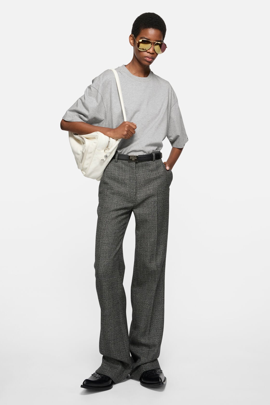 Acne Studios Satin logo t-shirt - relaxed - Grey Melange
