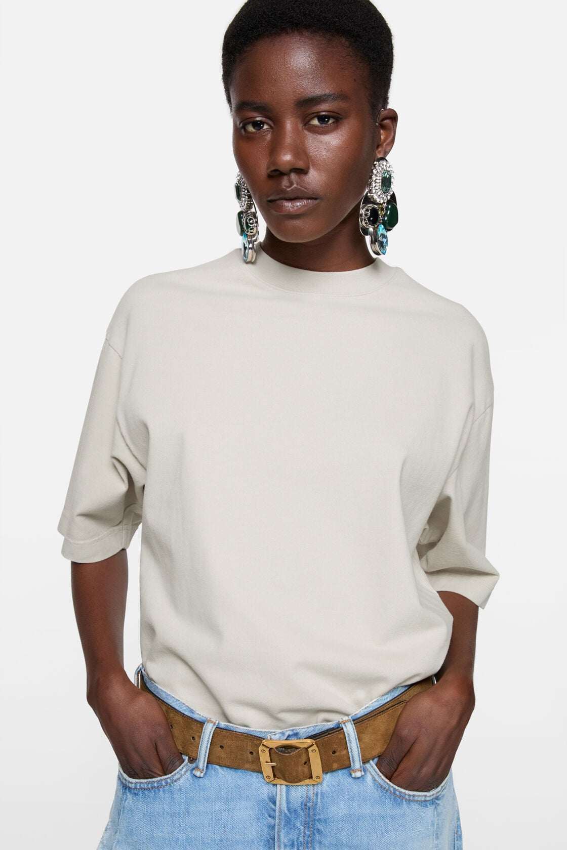 Acne Studios Rubber logo t-shirt - Light taupe