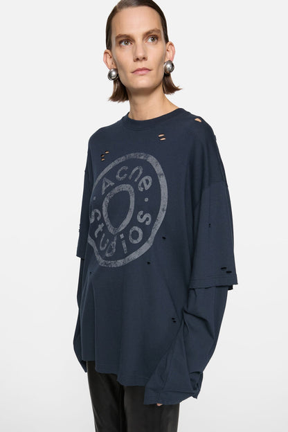 Acne Studios Layered logo t-shirt - Dark navy