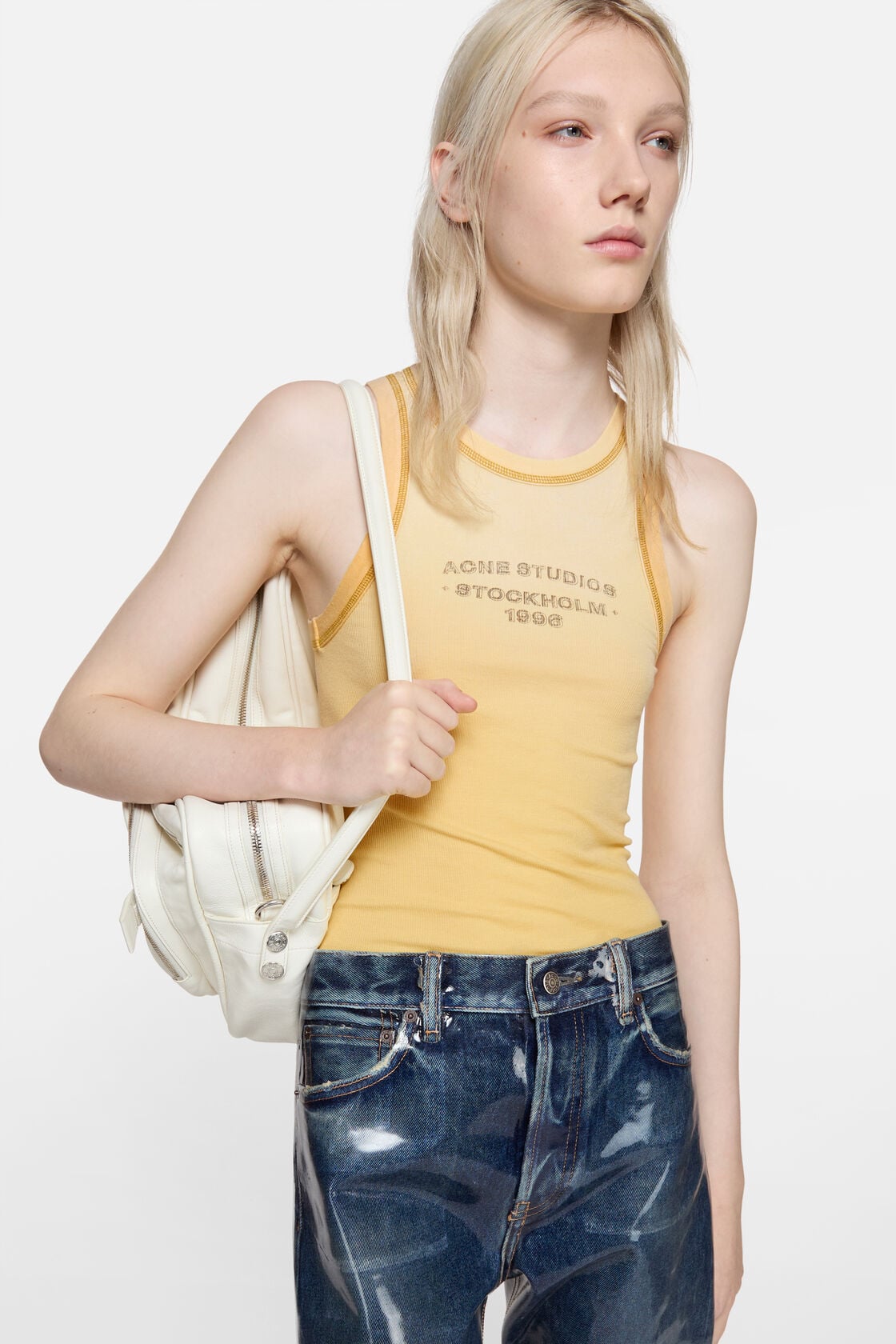 Acne Studios Sprayed logo tank top - Light yellow