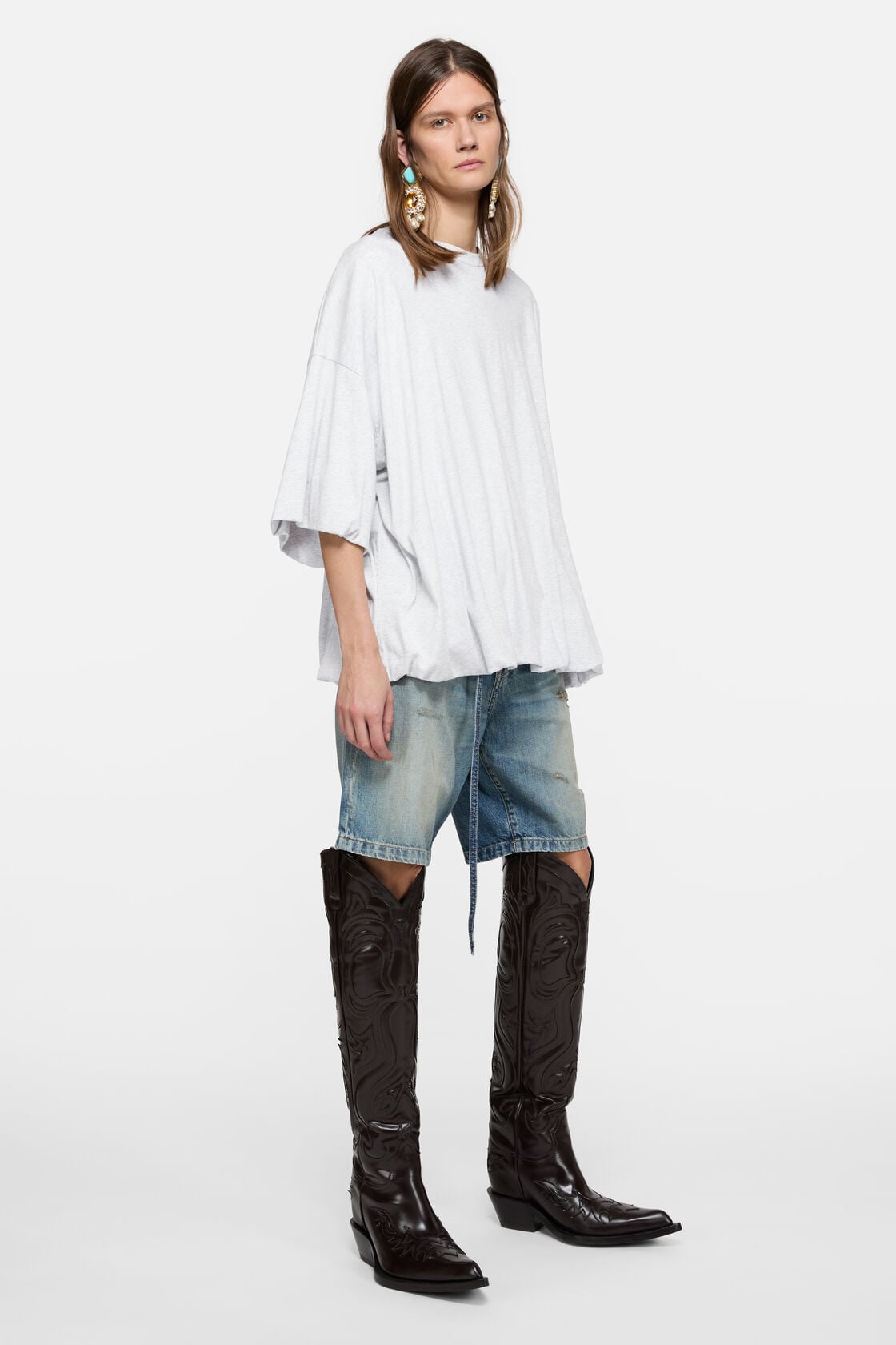 Acne Studios Gathered logo t-shirt - Grey Melange