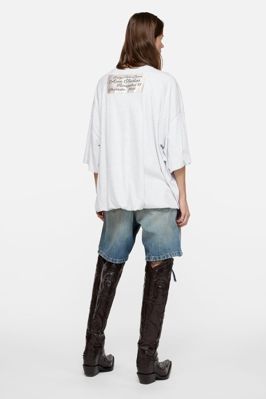 Acne Studios Gathered logo t-shirt - Grey Melange
