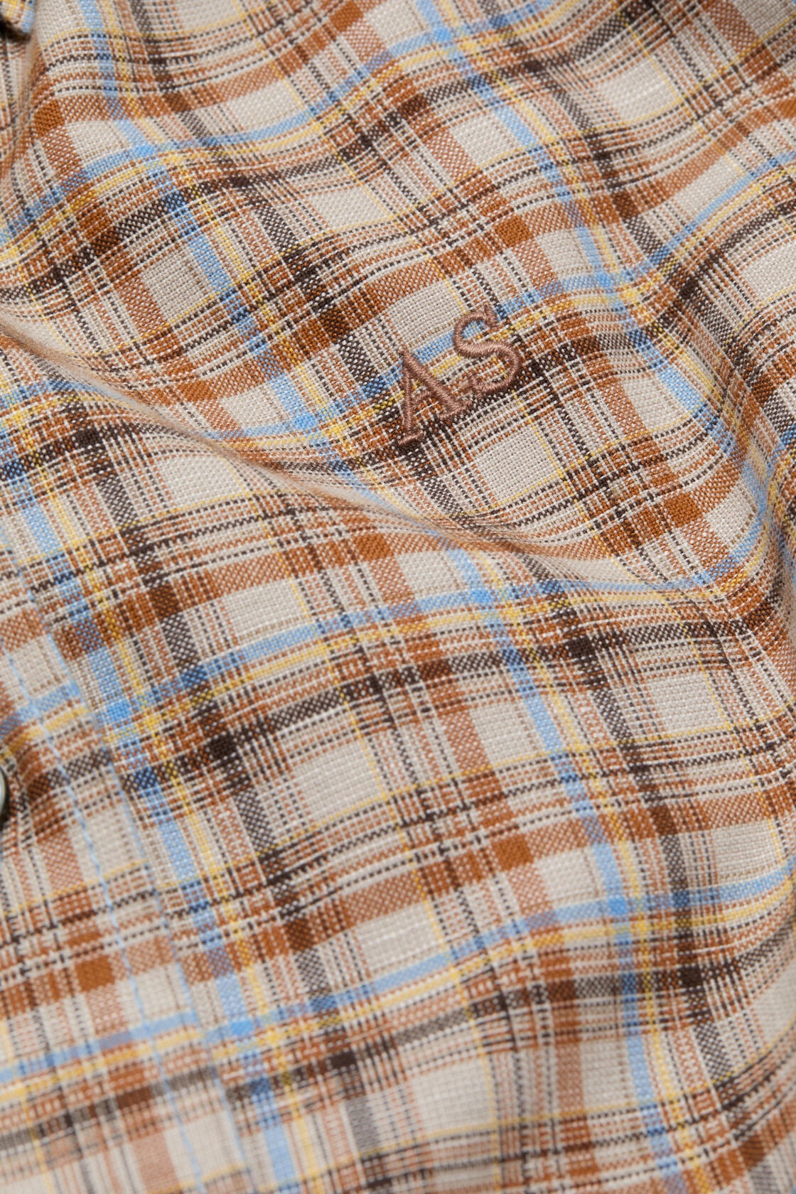 Acne Studios Checked cotton‑linen shirt - Brown/grey