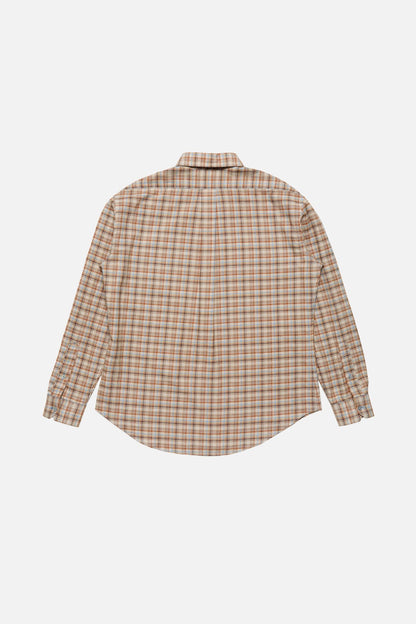 Acne Studios Checked cotton‑linen shirt - Brown/grey