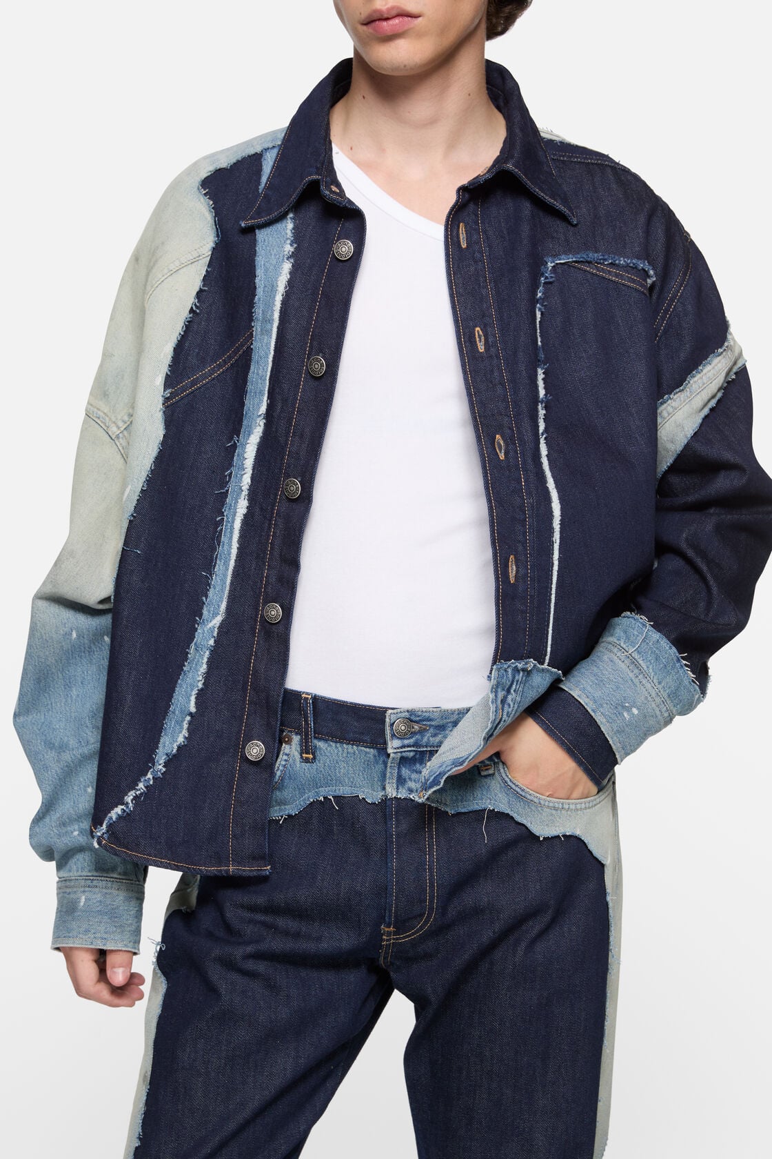Acne Studios Patchwork Denim Shirt - Indigo/blue