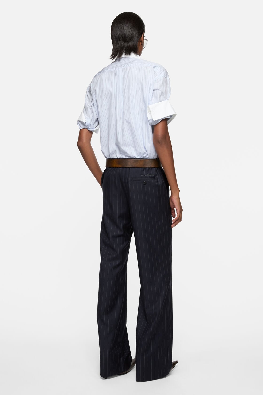 Acne Studios Pinstripe button-up shirt - White/blue