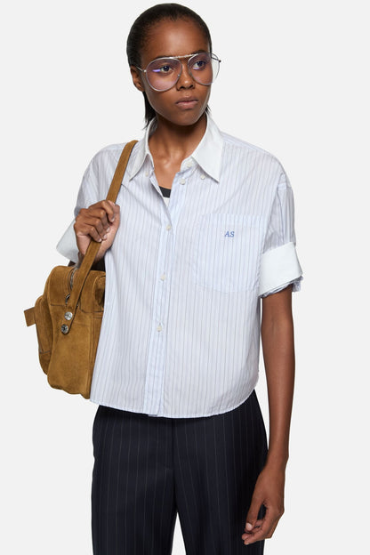 Acne Studios Pinstripe button-up shirt - White/blue