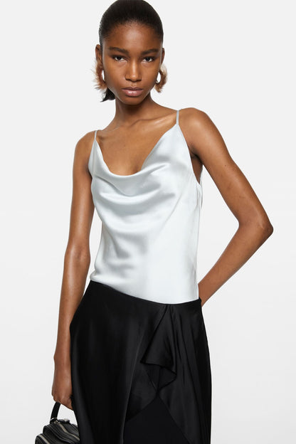 Acne Studios Shiny satin tank top - Ice blue