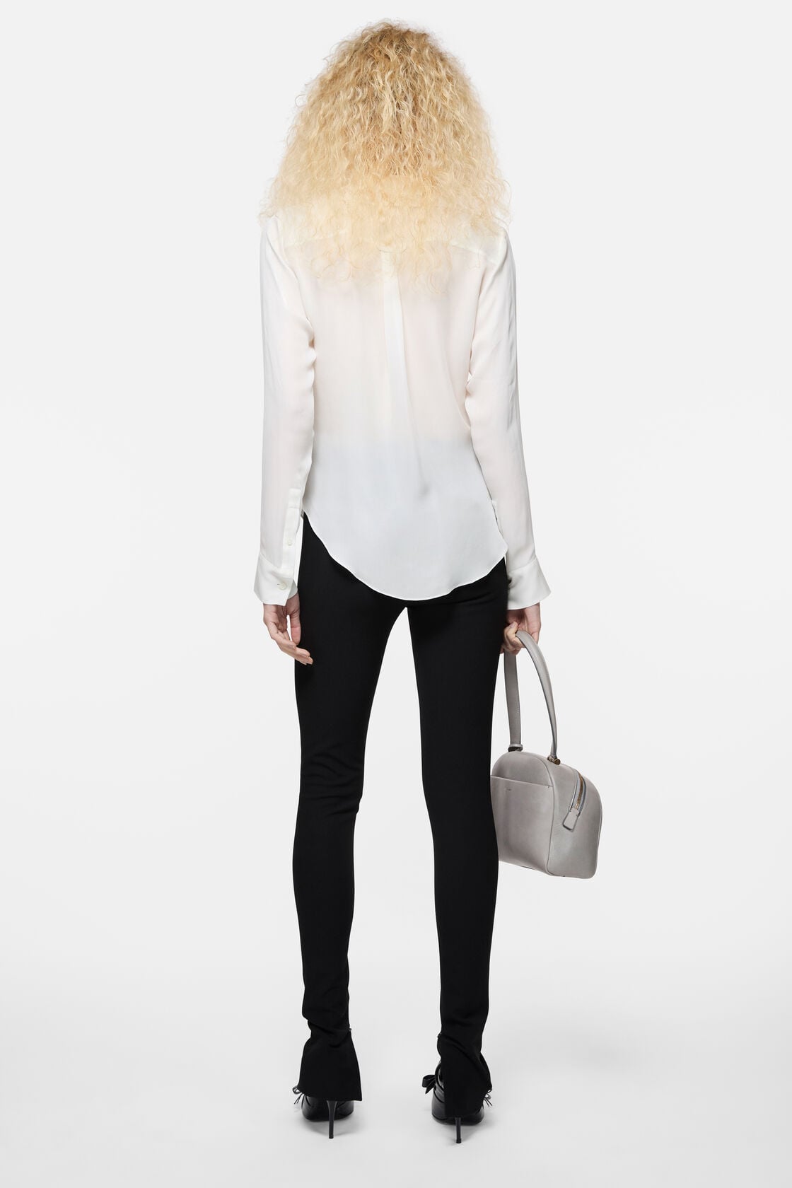 Acne Studios Silk cowl‑neck blouse - White
