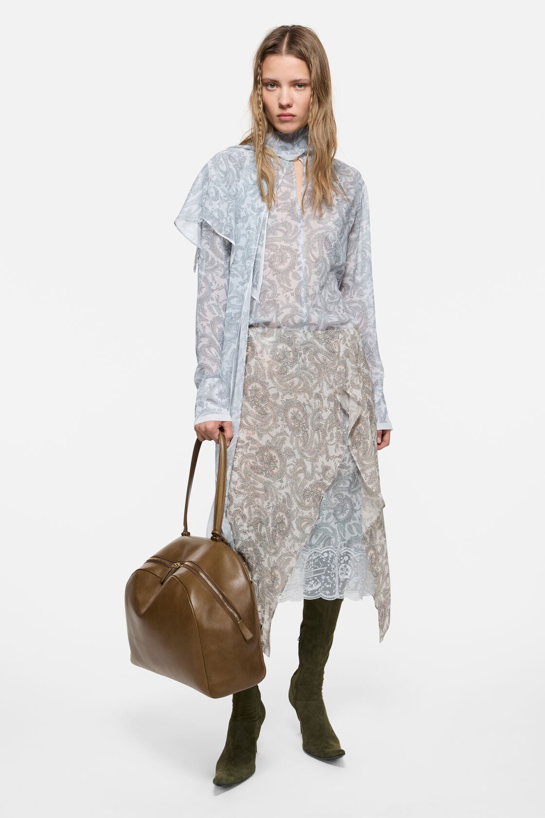 Acne Studios Silk paisley blouse - Light blue/beige