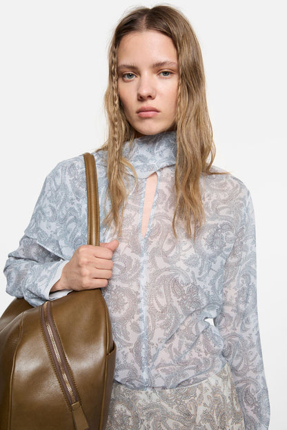 Acne Studios Silk paisley blouse - Light blue/beige