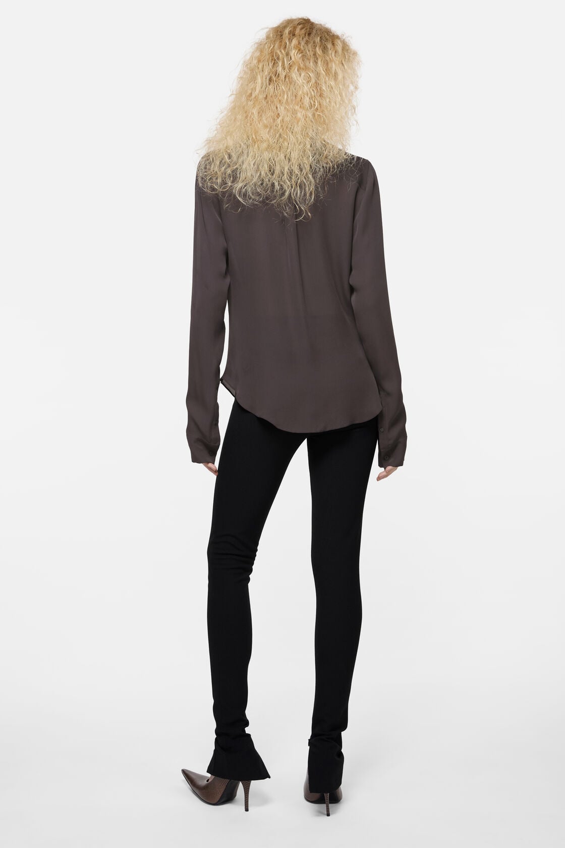 Acne Studios Silk cowl‑neck blouse - Graphite grey