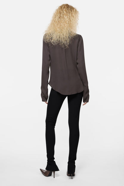 Acne Studios Silk cowl‑neck blouse - Graphite grey