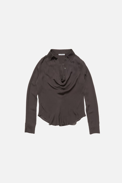 Acne Studios Silk cowl‑neck blouse - Graphite grey
