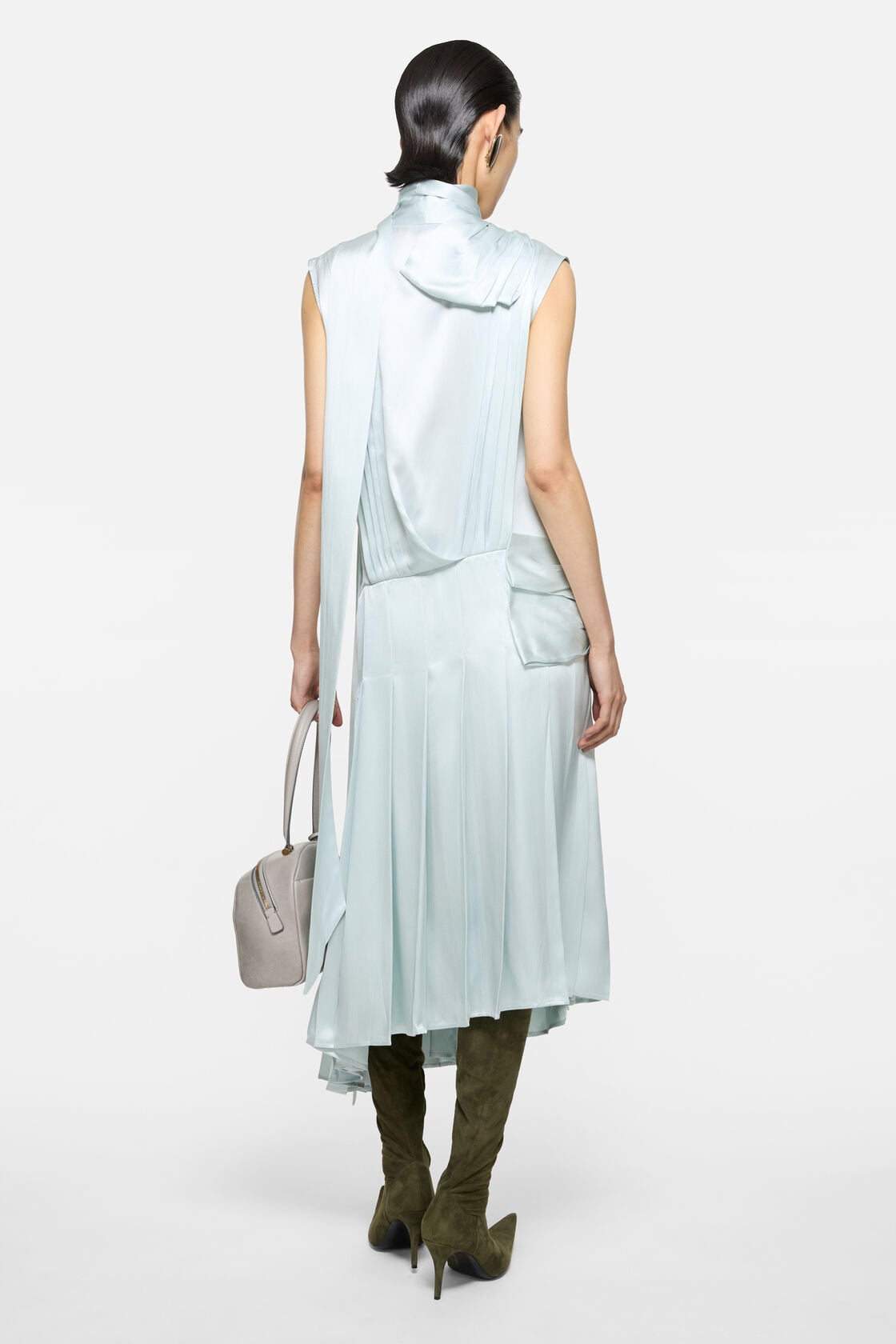 Acne Studios Silk dress with bows - Aqua blue