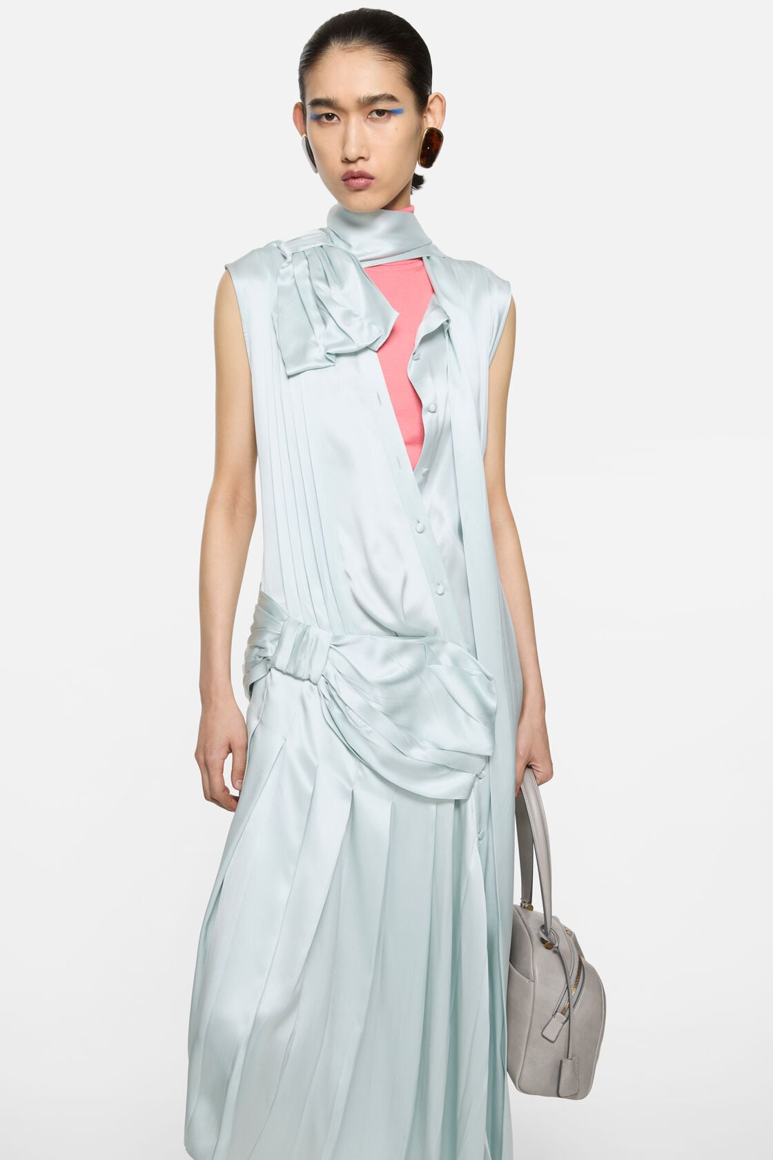 Acne Studios Silk dress with bows - Aqua blue