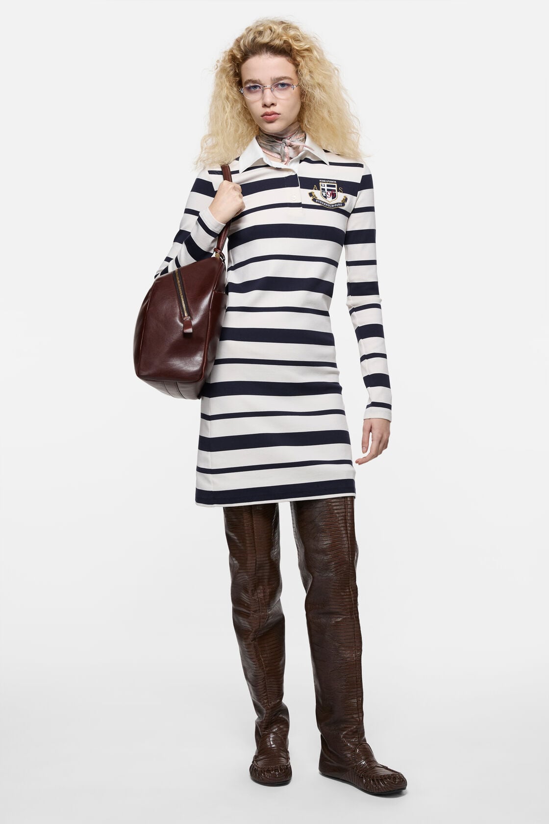 Acne Studios Striped polo dress - Navy/ecru