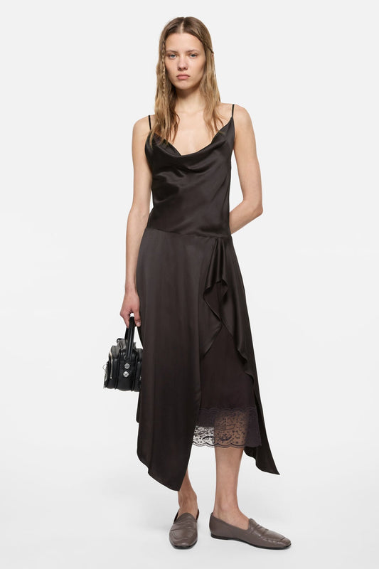 Acne Studios Shiny satin slip dress - Dark brown