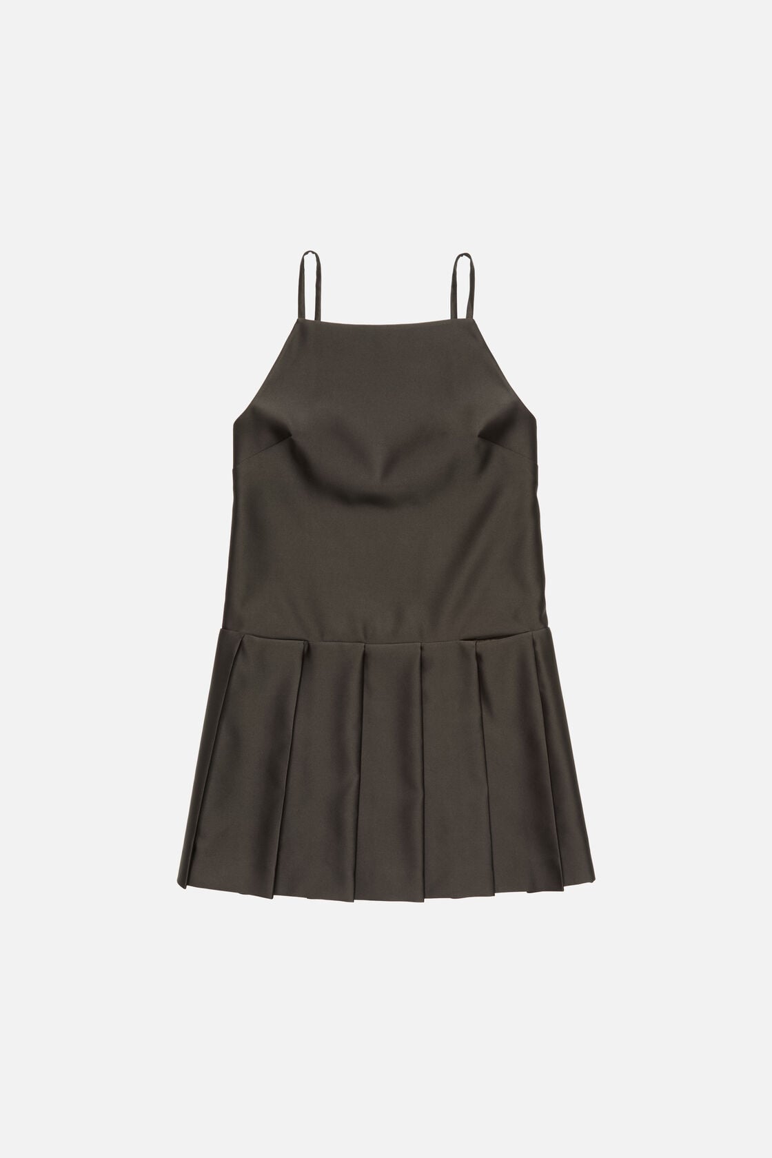 Acne Studios Strap dress with pleated skirt - Dark chocolate brown