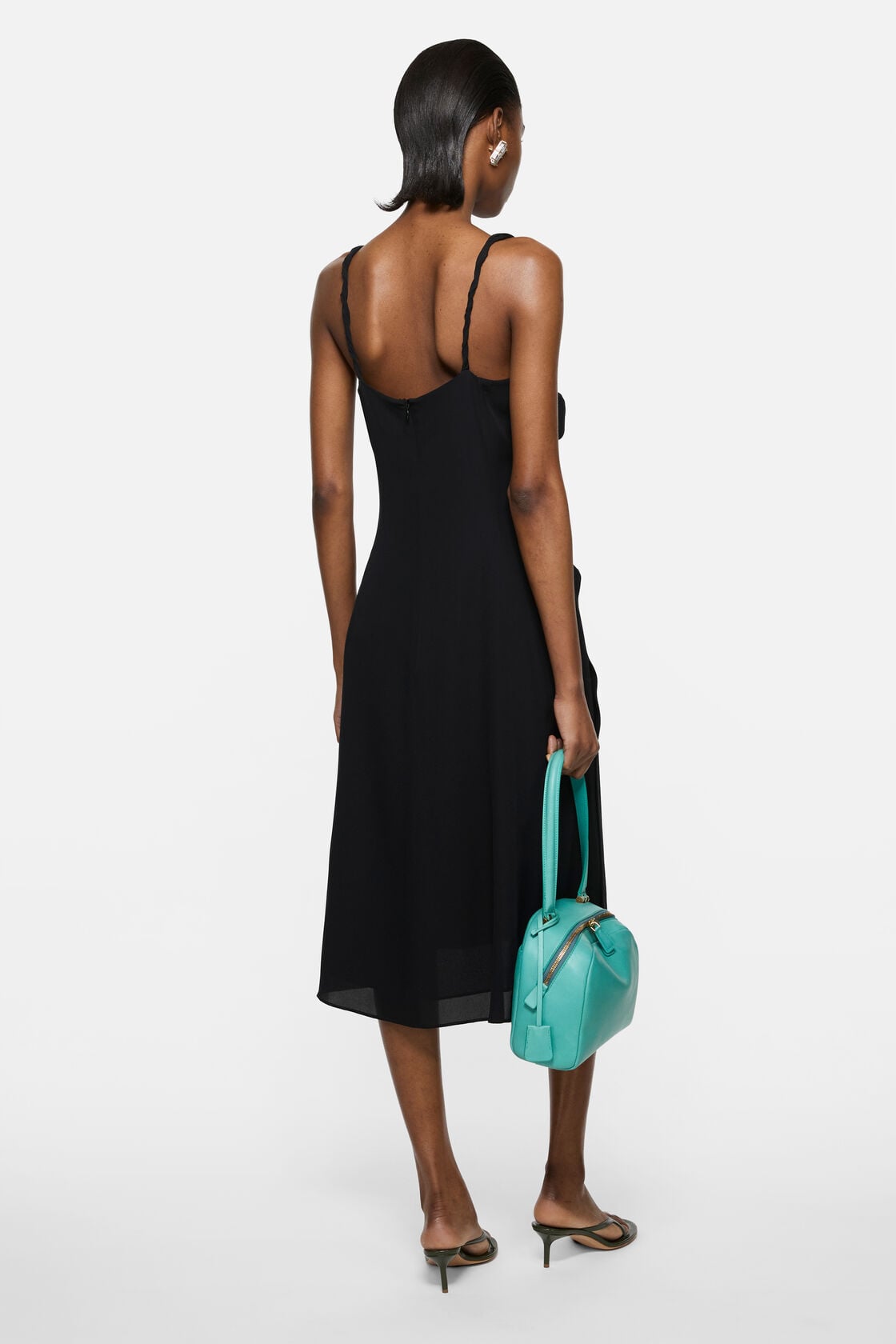 Acne Studios Silk midi dress with bow - Black