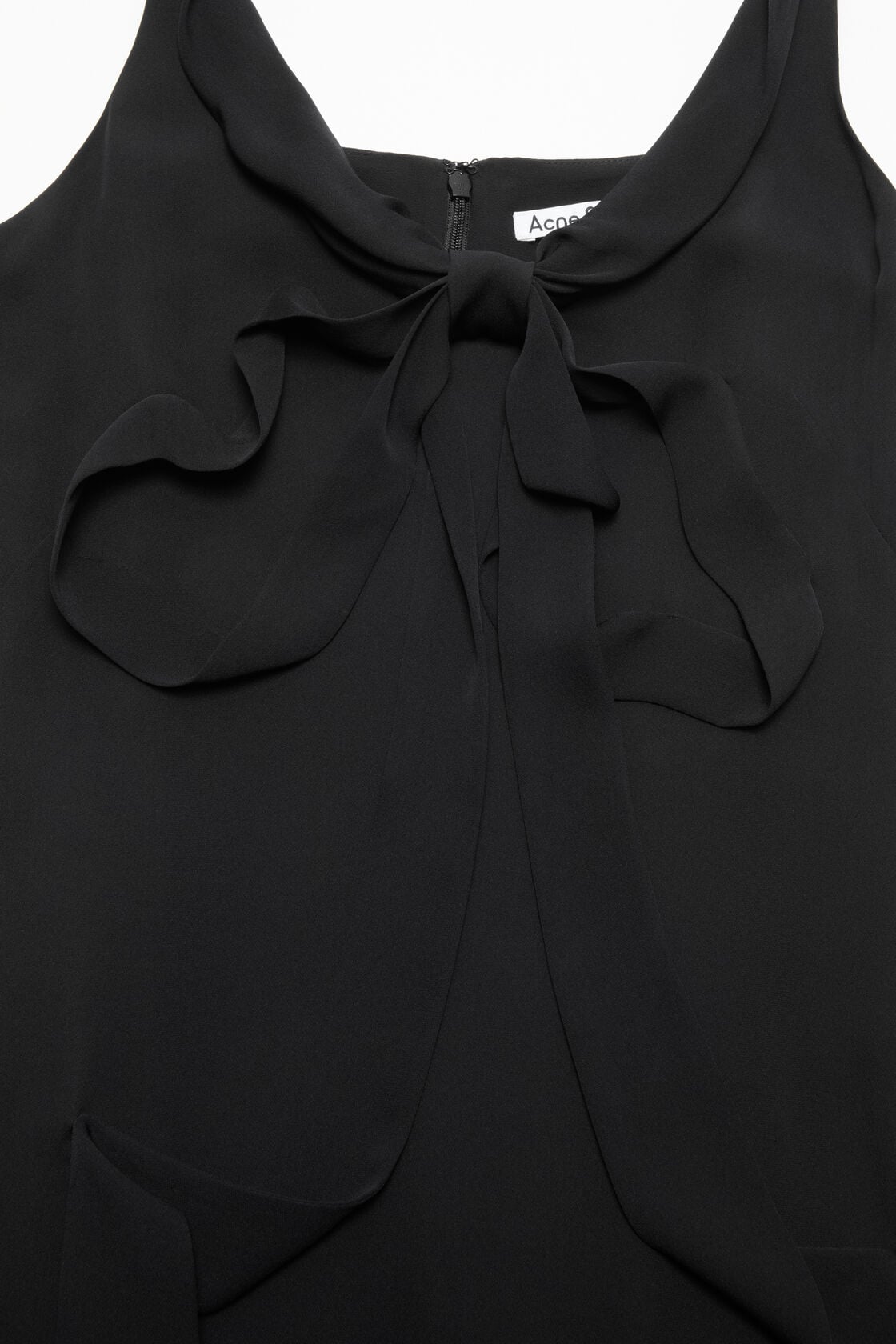 Acne Studios Silk midi dress with bow - Black