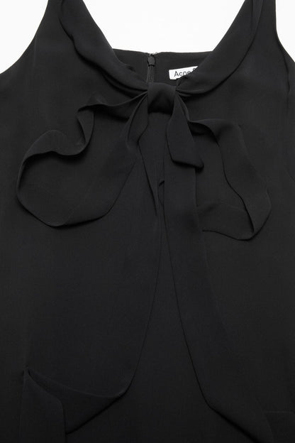Acne Studios Silk midi dress with bow - Black