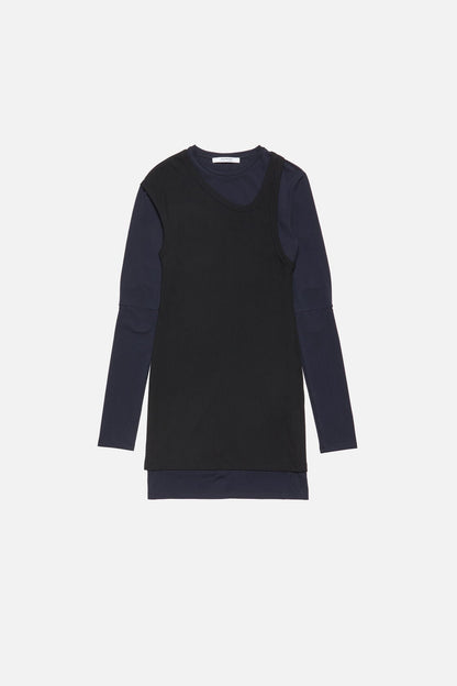 Acne Studios Layered Cotton Mini Dress - Navy/black