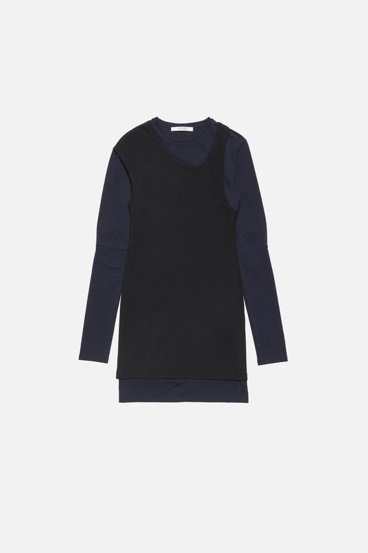 Acne Studios Layered Cotton Mini Dress - Navy/black