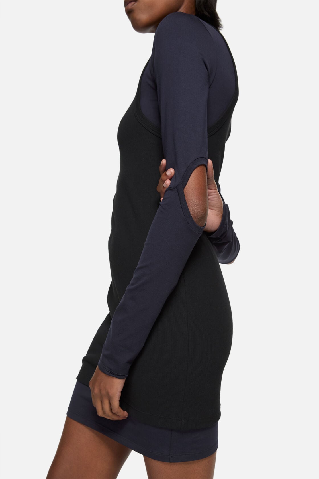 Acne Studios Layered Cotton Mini Dress - Navy/black