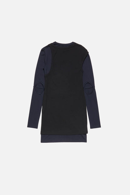 Acne Studios Layered Cotton Mini Dress - Navy/black