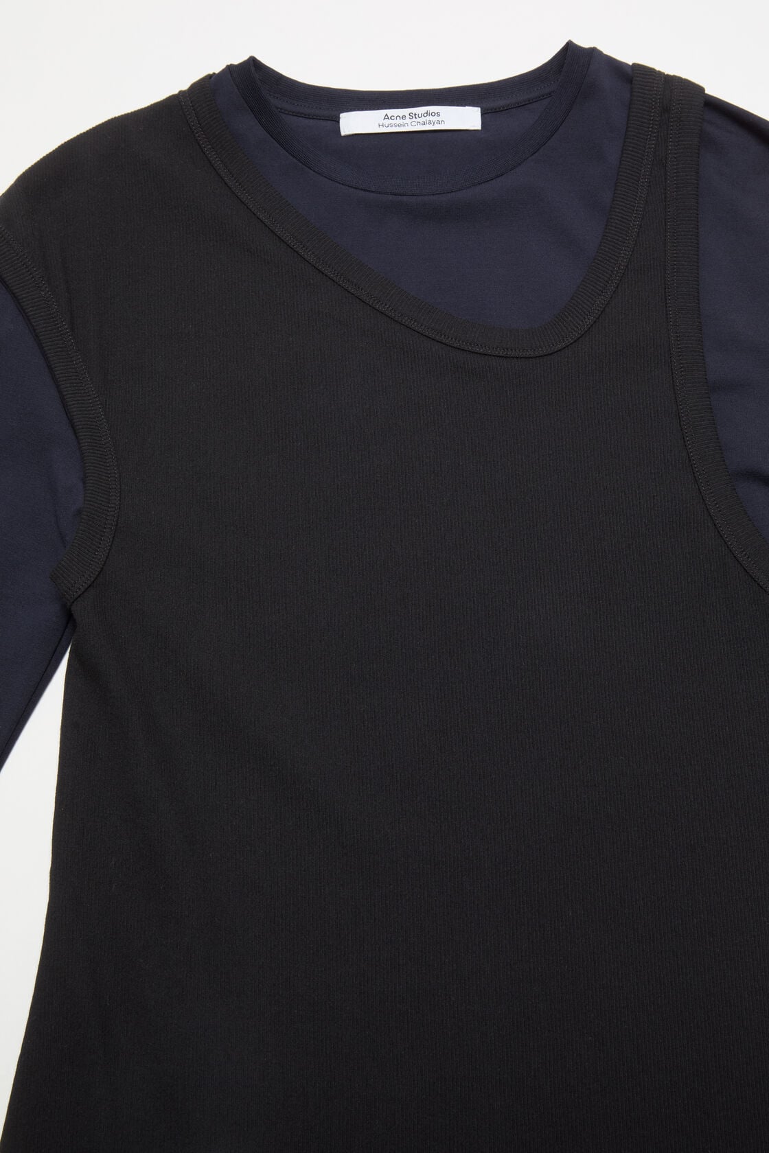 Acne Studios Layered Cotton Mini Dress - Navy/black
