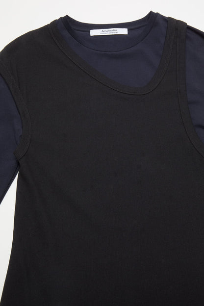 Acne Studios Layered Cotton Mini Dress - Navy/black