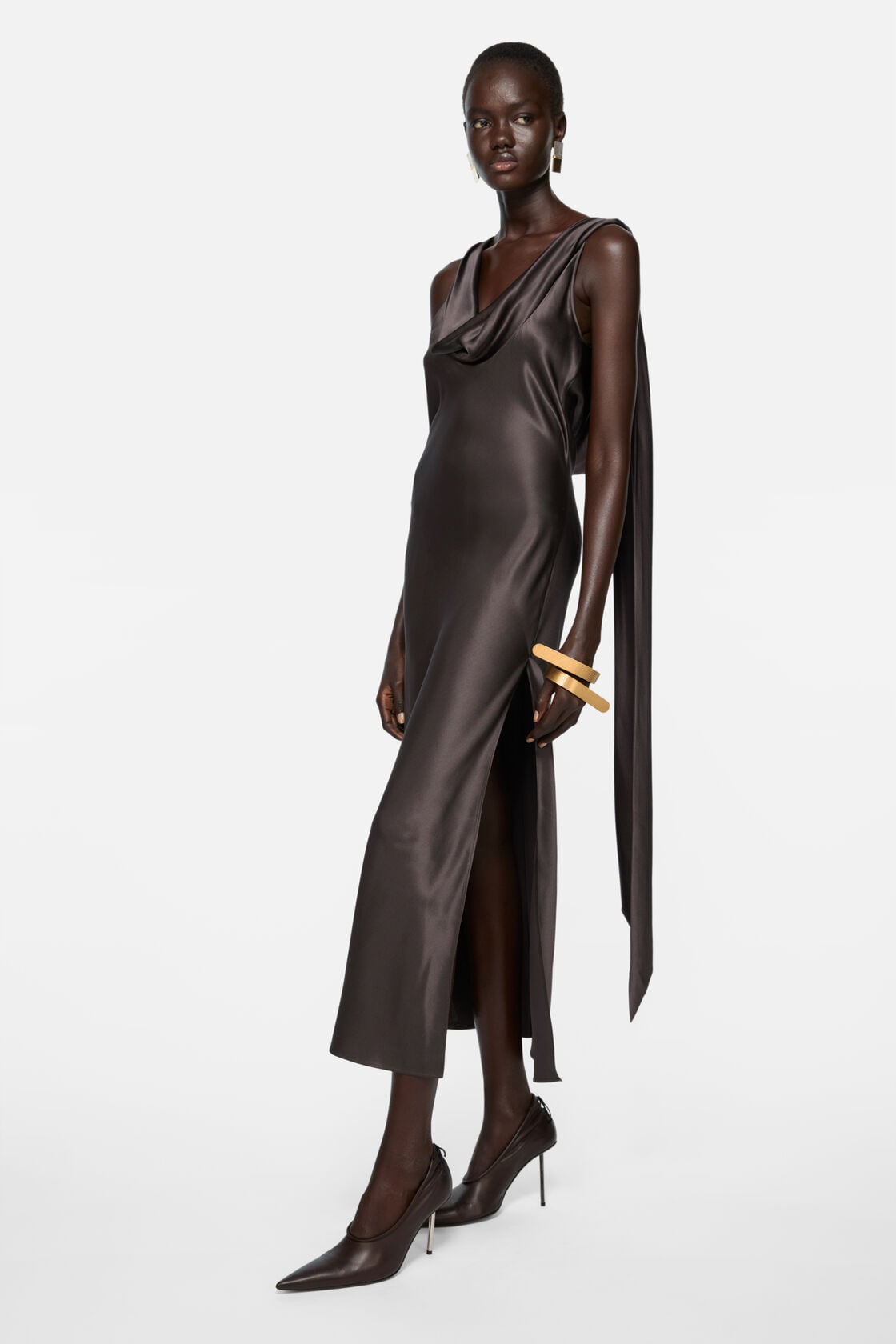 Acne Studios Draped satin dress - Graphite grey